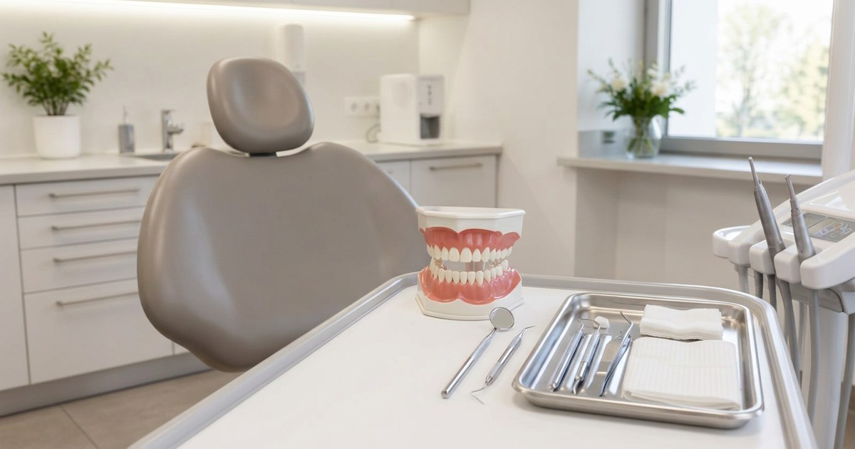 Model dentar și instrumente pentru control stomatologic periodic — imagine ilustrativă DentAtelier Timișoara, fără persoane